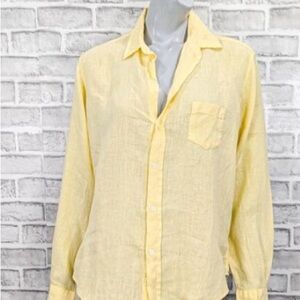 NWOT Frank & Eileen Women’s Long Sleeve Yellow Linen Button Down Blouse Size s